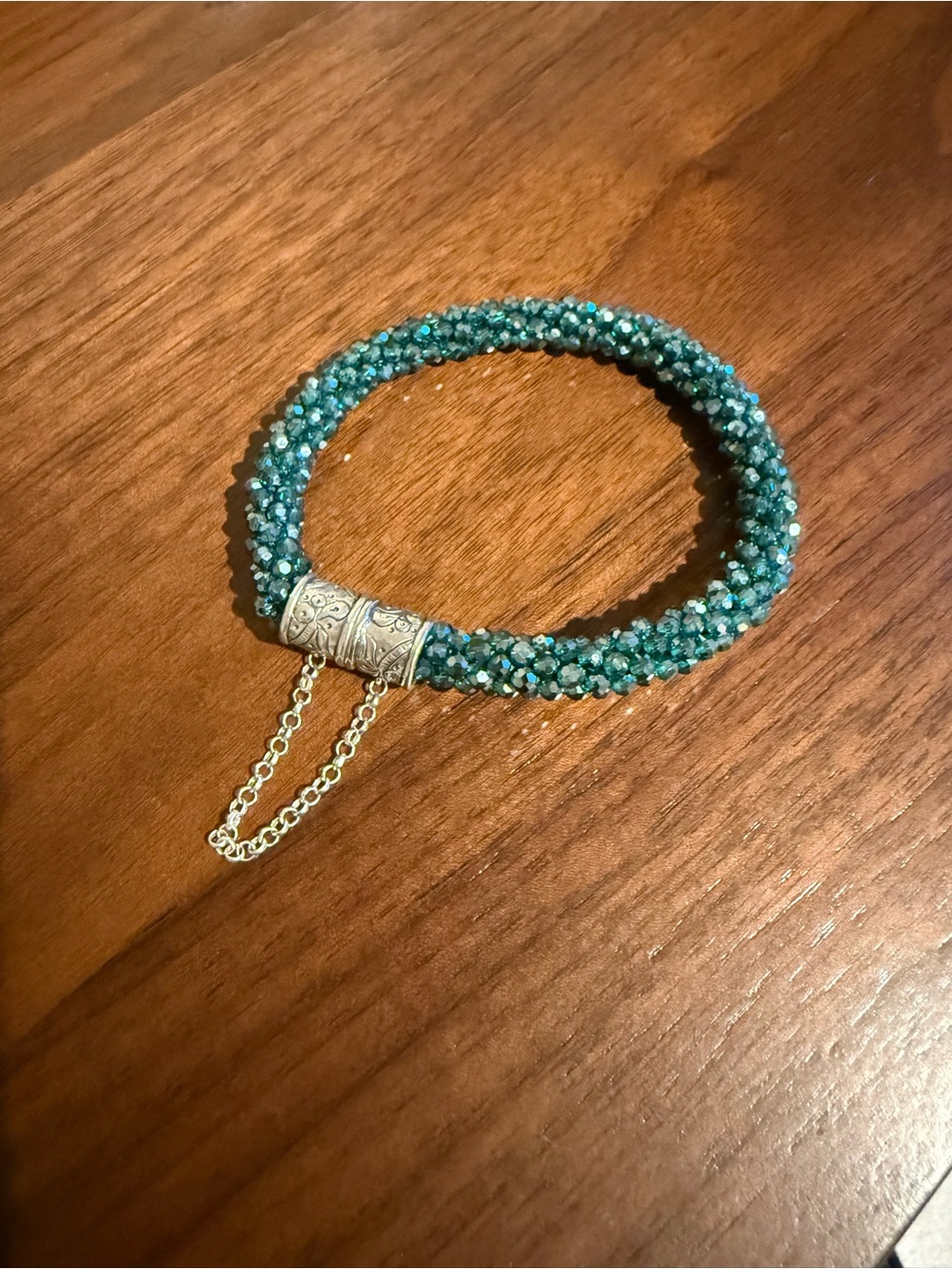 Silpada Sterling Silver & Blue/green glass Second Nature Bracelet B2901 - Picture 3 of 4